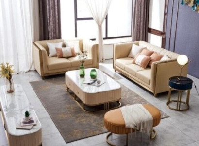 Edelstahl Metall Möbel Design Wohnzimmer Couch Sitz Polster Garnitur 3+2+1